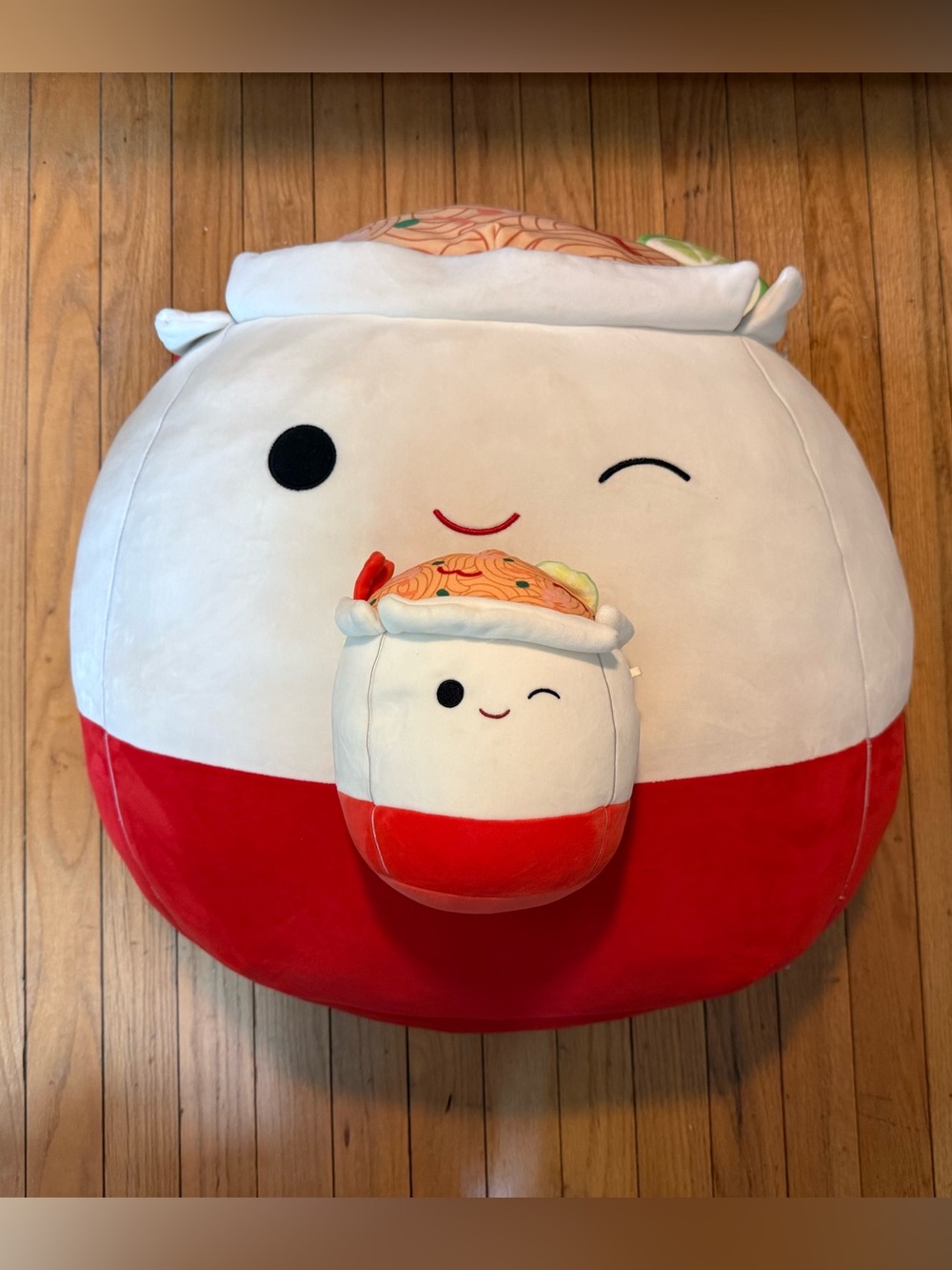 Ramen Noodles Squishmallows White Red Sushi Plush Duo, Large with Bonus Baby